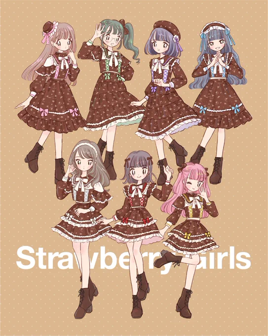 ○おしごと 2同じくStrawberry Girls様の新衣装のイラストも担当致しましたグッズなどに使用いただきます。 