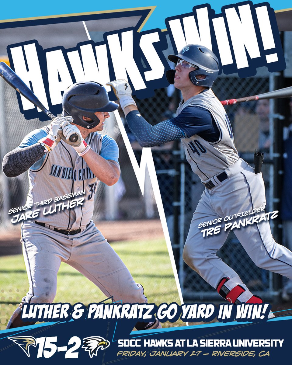 BIG day of offense and GREAT pitching earn a 15-2 win for SDCC over La Sierra!