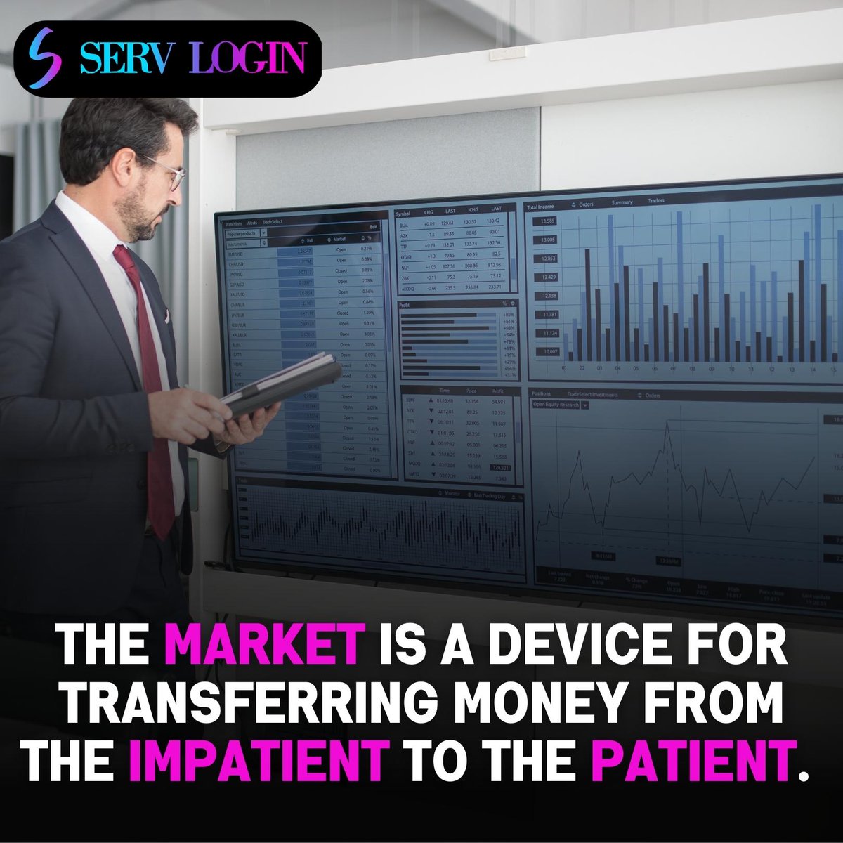 servlogin's tweet image. The Market Is Often Seen As A Zero-Sum Game Where Some Traders Win And Others Lose. But In Reality, The Market Is A Device For Transferring Money From The Impatient To The Patient.
#opportunities #research #money #trading #strategy #success #money #analysis #markets  #servlogin