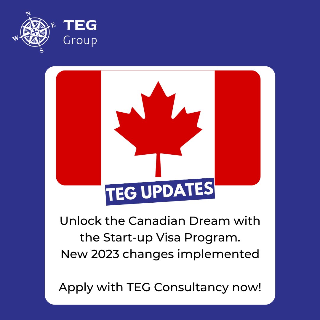 Entrepreneurs, the Canadian Startup Visa program now allows groups of 4 to apply with a new investment amount of $50,000 per applicant. Don't miss out on this opportunity. Contact TEG Consultancy for expert guidance. +971 52 222 0631 | +92 333 988 6366 #startupvisa #canada