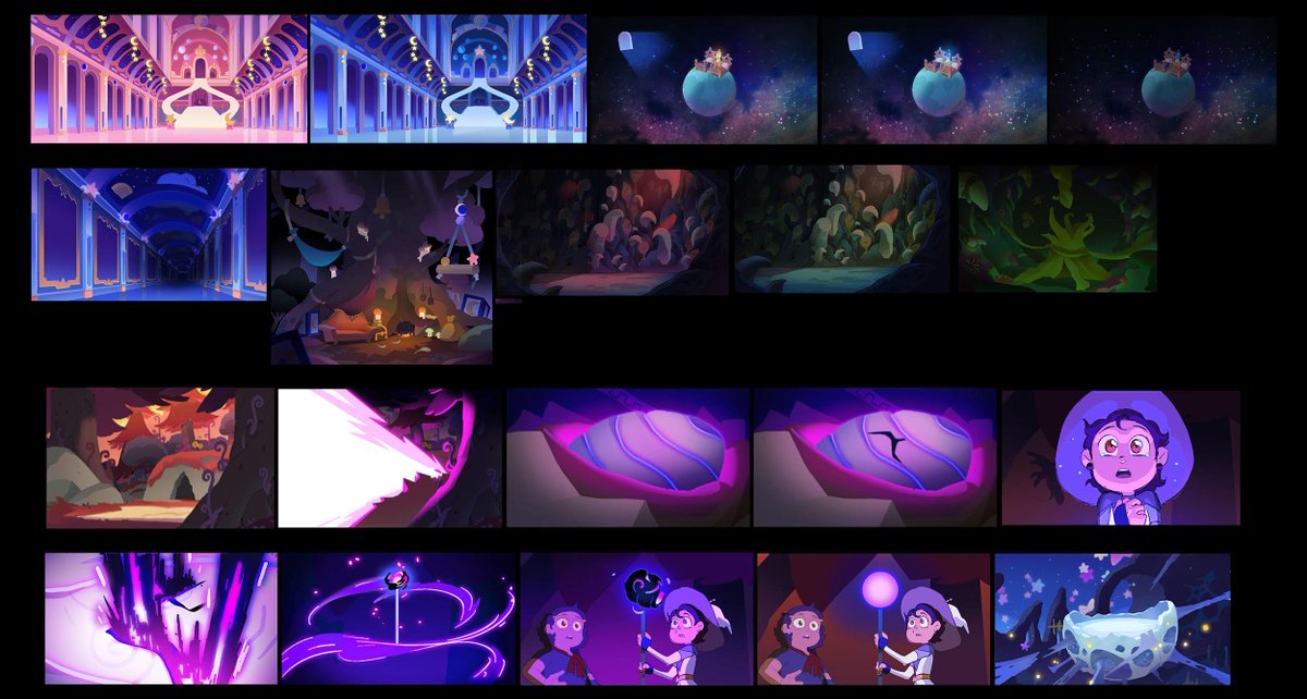 Some colorscripts/color keys I made for #TheOwlHouse #ForTheFurture. Shout out to @oh_heyyy_andy and @DanaTerrace for letting me go absolutely bonkers with the colors Early visdev by @sbosma