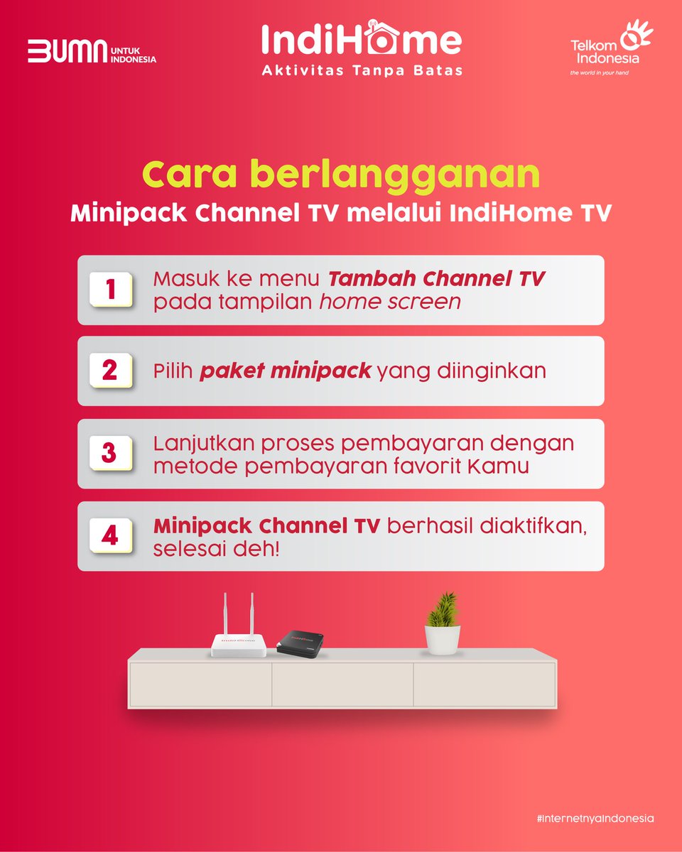 IndiHomeCare's tweet photo. Hari-hari makin berwarna karena langganan Minipack Channel TV!✨

Pastinya donk, Sobat. Lebih hepi lagi, Kamu bisa langganan lewat IndiHome TV-mu loh. 

Cek di sini untuk langkah-langkahnya, ya!😉

#AktivitasTanpaBatas
#InternetnyaIndonesia https://t.co/0aSxRGRCaG