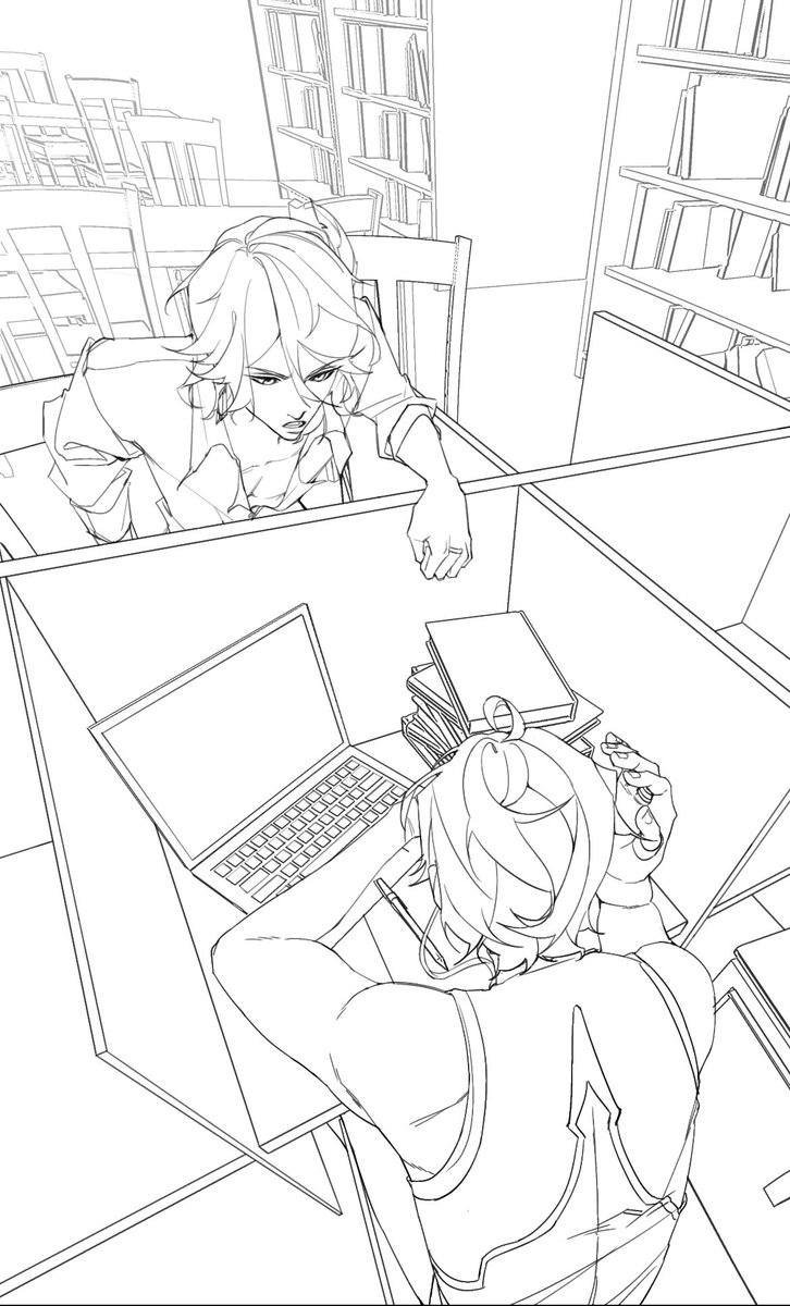 2/4 done ... ooohhhh this is gna be such a headache to color i can feel it in my bones 