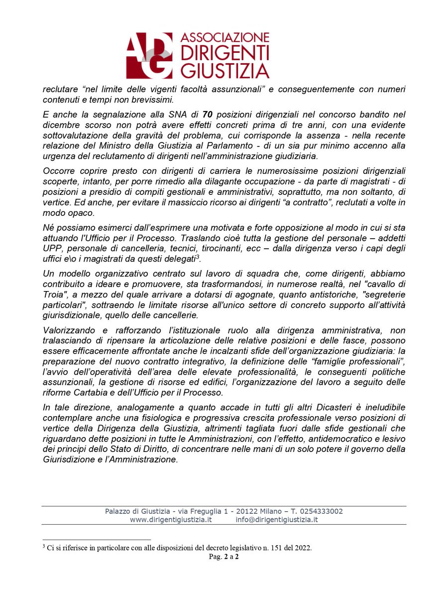 #annogiudiziario #2023 Per #modernizzare la #Giustizia, valorizziamo le persone, correggendo le distorsioni nel rapporto tra #Magistratura e #Dirigenza dello Stato