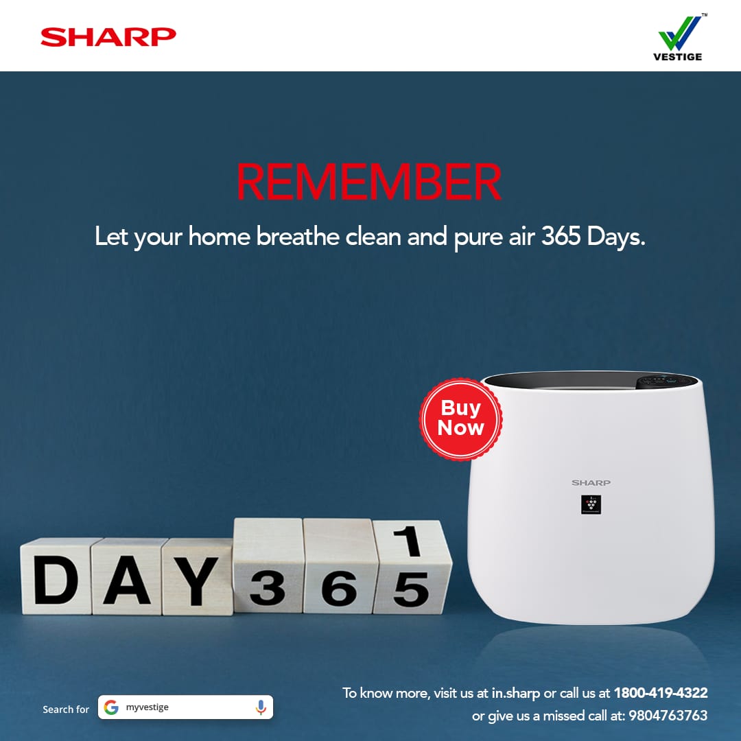 With Vestige's Sharp air purifier, you can breathe and create a clean and pure environment around you at home.
Order for yourself now.

#WishYouWellth #sharpairpurifier #cleanair #pureenvironment #buynow