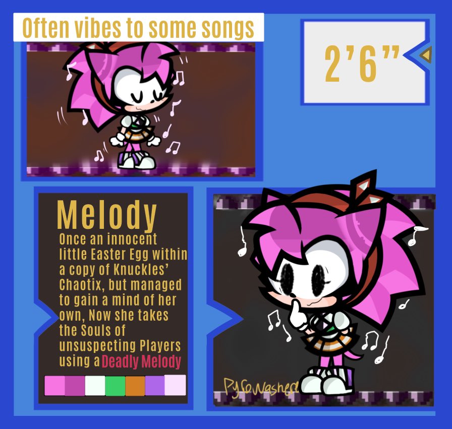 VentalLeft's tweet photo. Melody Ref V2
#sonicexe #sonicexeoc 
Just had to redesign her a bit to look somewhat different, (I tried-) but here’s the new and improved Melody- https://t.co/yZaddiXgVK