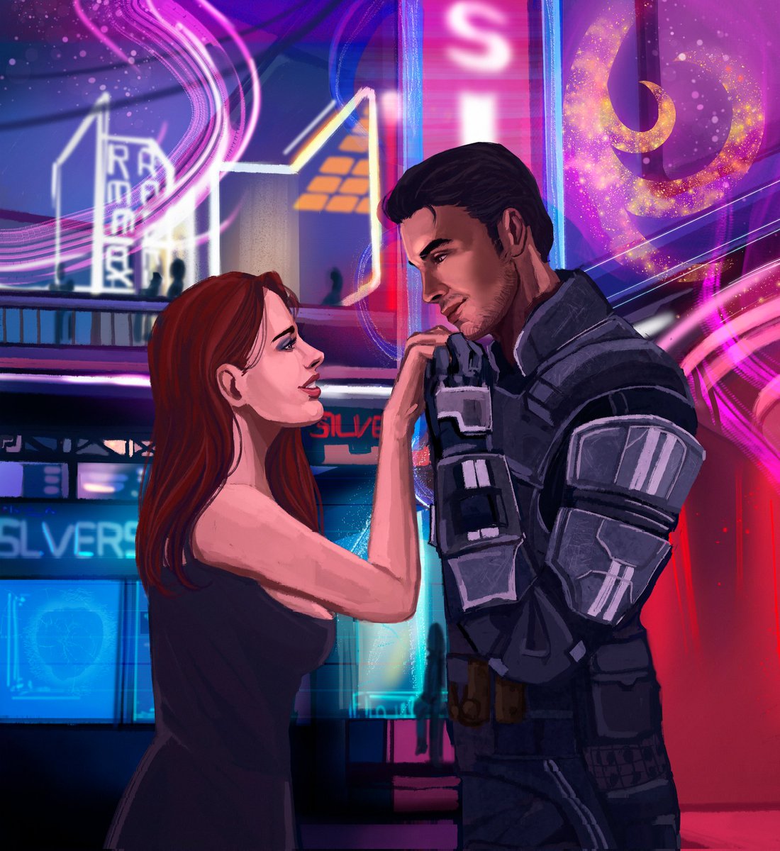 valkyriedoe's tweet image. "seems like you're having a bad day shepard" 
— kaidan alenko x ava shepard, by @ReDreArt