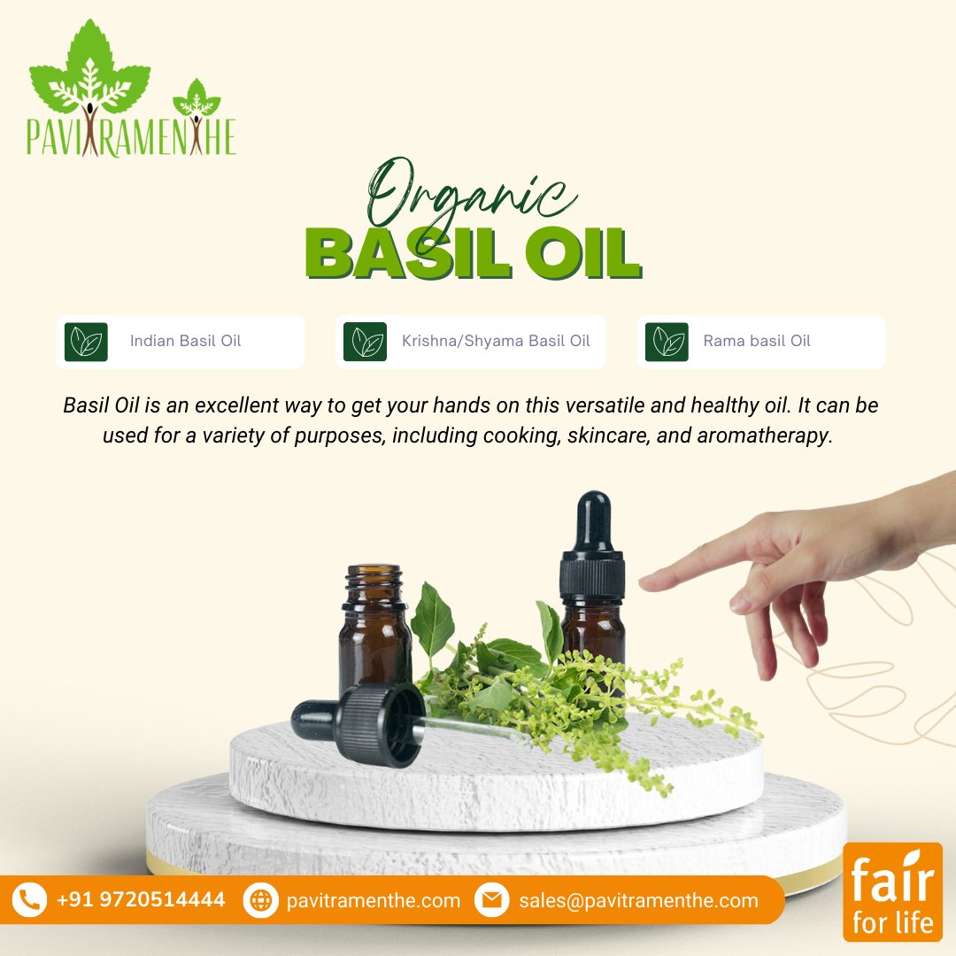 organic_fair's tweet photo. Basil Oil is an excellent way to get your hands on this versatile and healthy oil. It can be used for a variety of purposes, including cooking, skincare, and aromatherapy. 
#fairtrade #fairforlife #ffl #sustainablefarming #organicfarming #regenerativeorganic #pavitramenthe https://t.co/N0MlDOuARw