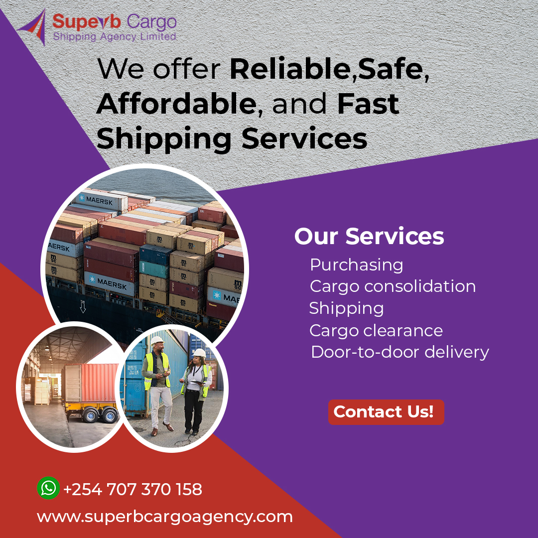 Do you intend to ship from China and Dubai?
Worry No More! We will buy your Items and Ship and deliver. 
Contact us today;
 0707 370158
Website: superbcargoagency.com
Email: info@superbcargoagency.com
#shipfromchina #shiptoafrica#shipping