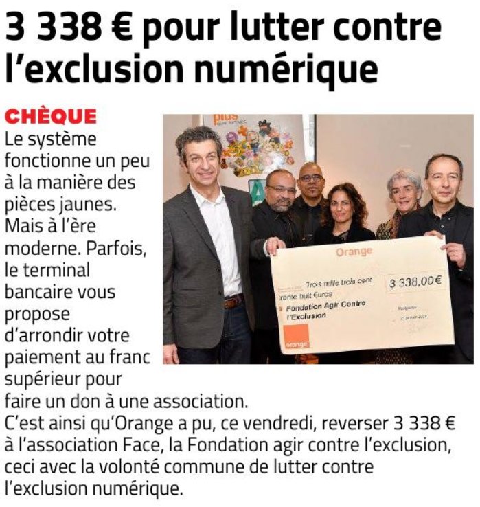 Avec ce montant, la Fondation Agir Contre l'Exclusion (FACE) pourra renforcer son projet d'inclusion numérique destiné aux femmes en <a href="/Occitanie/">Région Occitanie</a> #bienvivreledigital