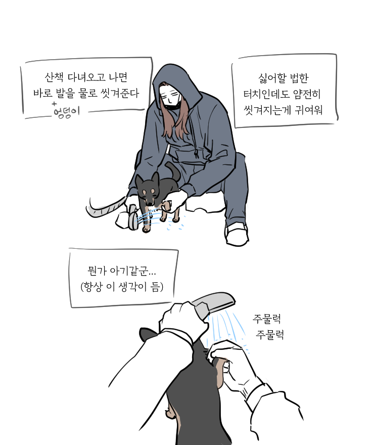 개 발씻기는 그림 