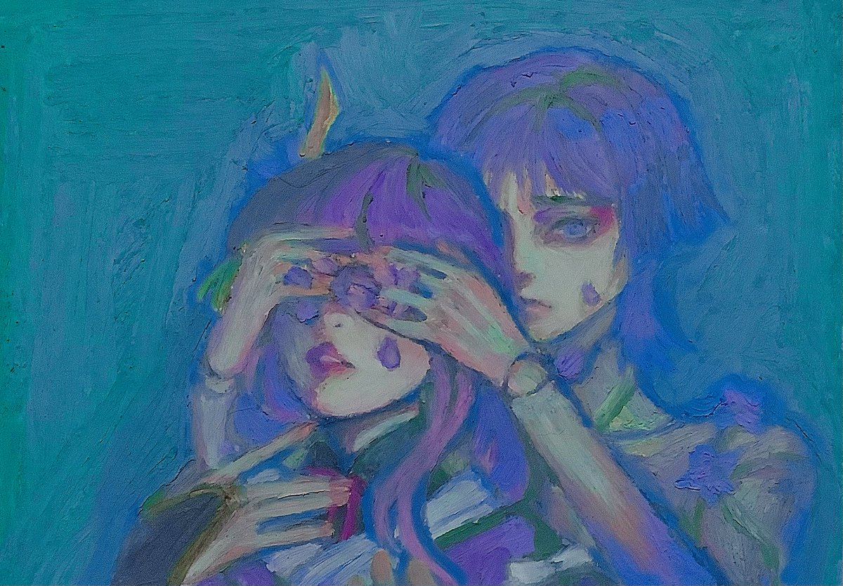 _meiAh's tweet photo. I started my lunar new year with oil pastel. I didn’t have a clear idea to use so I took a sketch last year and complete it.
I think if Kunikuzushi/Wanderer could understand Ei’s emotions, he would take them as his responsibility somehow 🧎🏻‍♀️
#原神 #Genshinlmpact #Ei #Wanderer https://t.co/VR3JUG5pNw