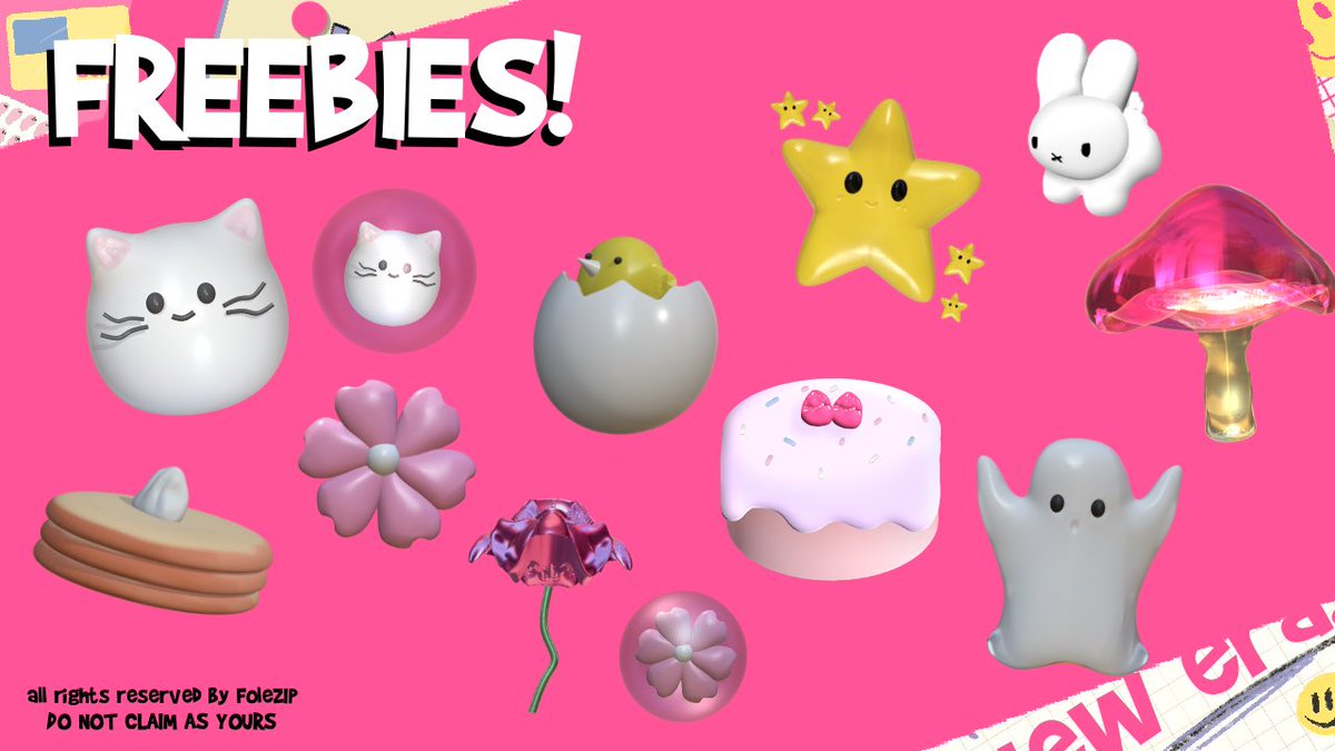 ♥︎ GIVEAWAY / FREEBIES ! ♥︎
[RT, LIKES and a  FOLLOW are appreciated!]

FREE Random 3D Models for you to use!

Free for both personal and comission use! Also available for re-edits!♥︎ 

🖇️. drive.google.com/drive/folders/…

tags. #zonauang️ #zonaBU #zonaba