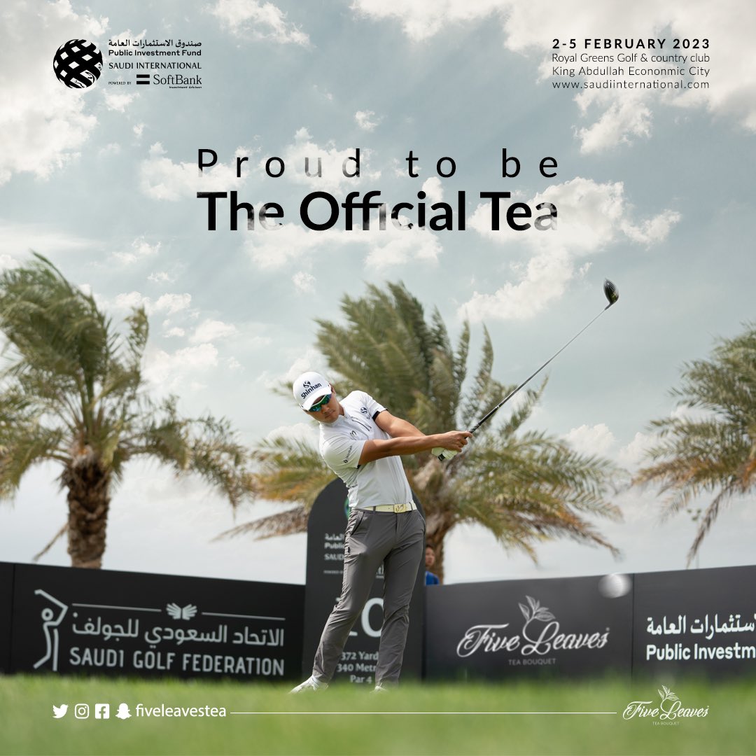 FiveleavesTea's tweet photo. نفخر في #شاي_فايڤ_ليڤز بأن نكون الشاي الرسمي لبطولة #السعودية_الدولية_للجولف 

للمرة الثالثة على التوالي في مدينة الملك عبدالله الإقتصادية في الفترة من تاريخ 2 الى 5 فبراير ٢٠٢٣ 

في انتظاركم ✨

#شاي #السعودية #seeitall @SaudiIntlGolf https://t.co/KvFnIB0YJ2