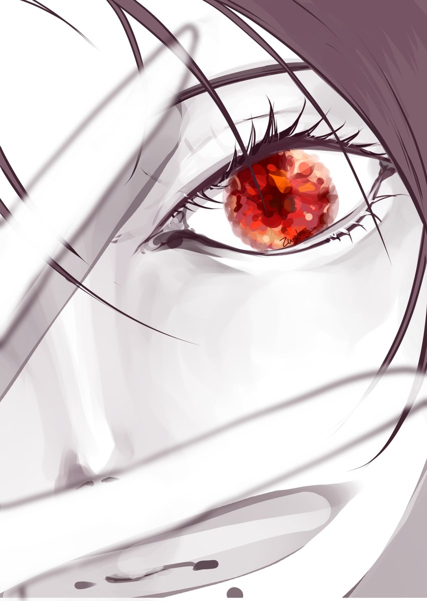 eye focus red eyes 1girl solo close-up looking at viewer eyelashes  illustration images