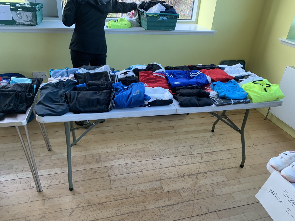 ActiveGovan's tweet photo. All set up & ready to #PassItOn at todays #KitForAll event at Park Villa Hub next to @PirieParkPS. Pop down any time between 1pm and 3pm to find out about local sports clubs & pick up some kit while stocks last! @makedogrow @ThrivingGovan https://t.co/QMnUXG4z0N