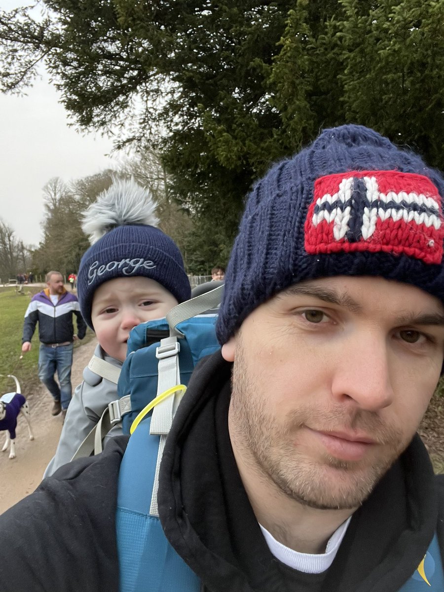 Naaa won’t need the pram he’ll be fine on my back, photo taken 1km in 🙈😂 great turn out for Dr Brind’s Park run raising money for a great cause @vickikpoole @AaronBarnicott1 @rebecca_viggars @NikNak89 @vickibrom