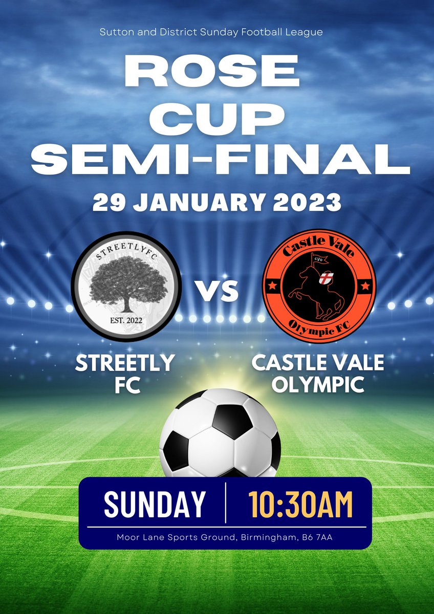 DONT FORGET!!

We are in action TOMORROW at Moor Lane to partake in the Semi Final of the league cup! 🏆

Get yourself down to the pitch and show your support!!

Sponsored by Minworth Club and Lodge