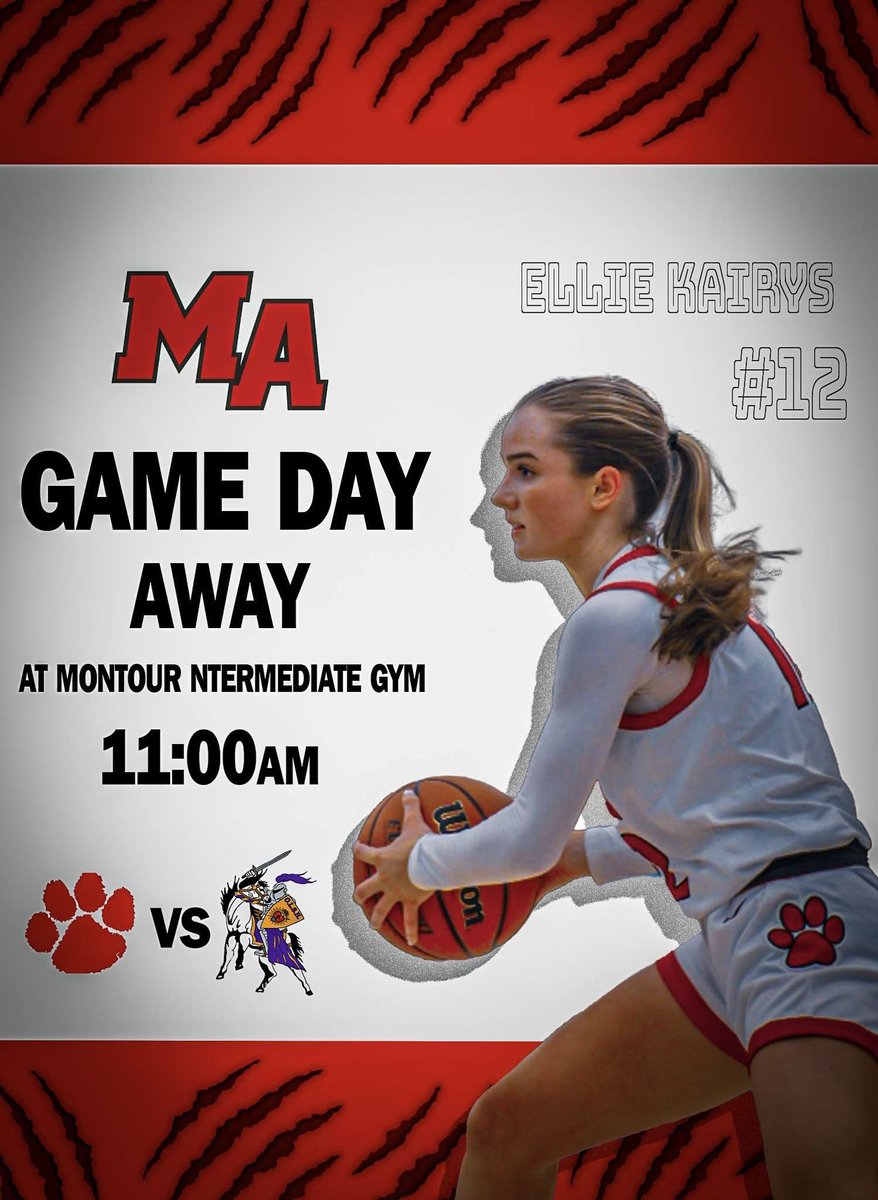 GAMEDAYYYYYY❤️🤍
🆚- OLSH
📍- Montour Intermediate Gym 
⏰- VARSITY ONLY 11:00 AM