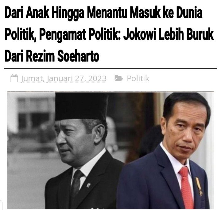 Suharto berpuluh tahun berkuasa tak seorangpun dari anaknya yg menjadi kepala Daerah
 oposisicerdas.com/2023/01/dari-a…