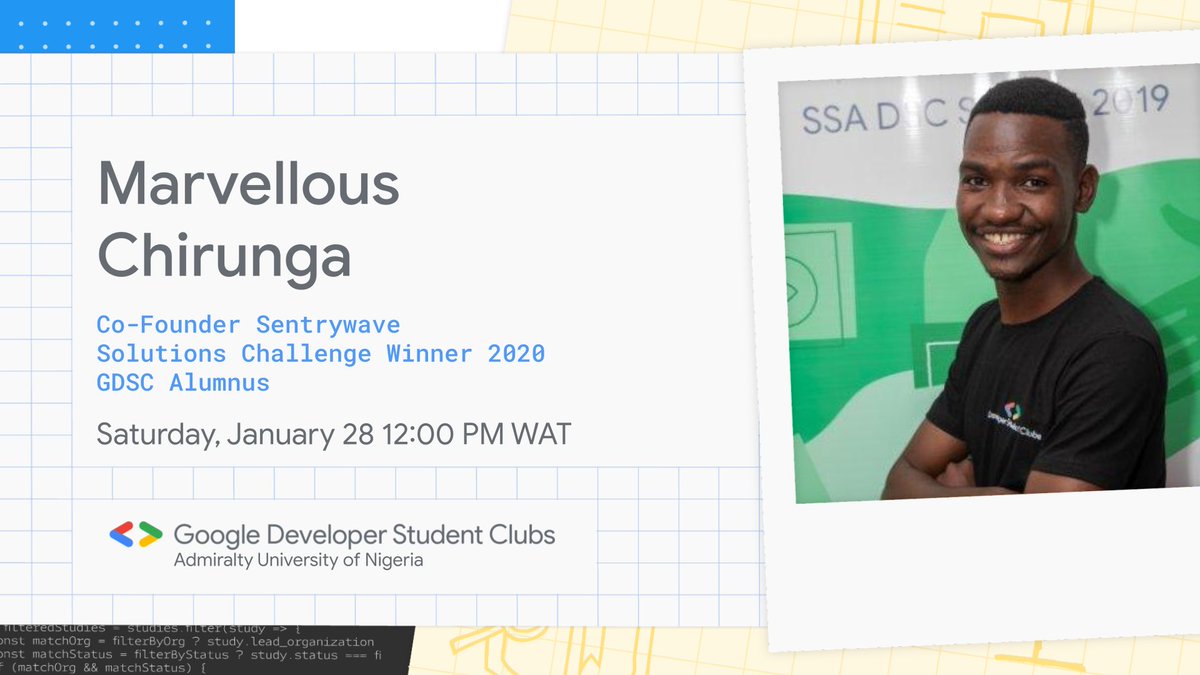 SPEAKER REVEAL 🚨 
<a href="/MarvellousChir2/">Marvellous Humphery Chirunga</a>

Register Here: bit.ly/GoogleSOC2023