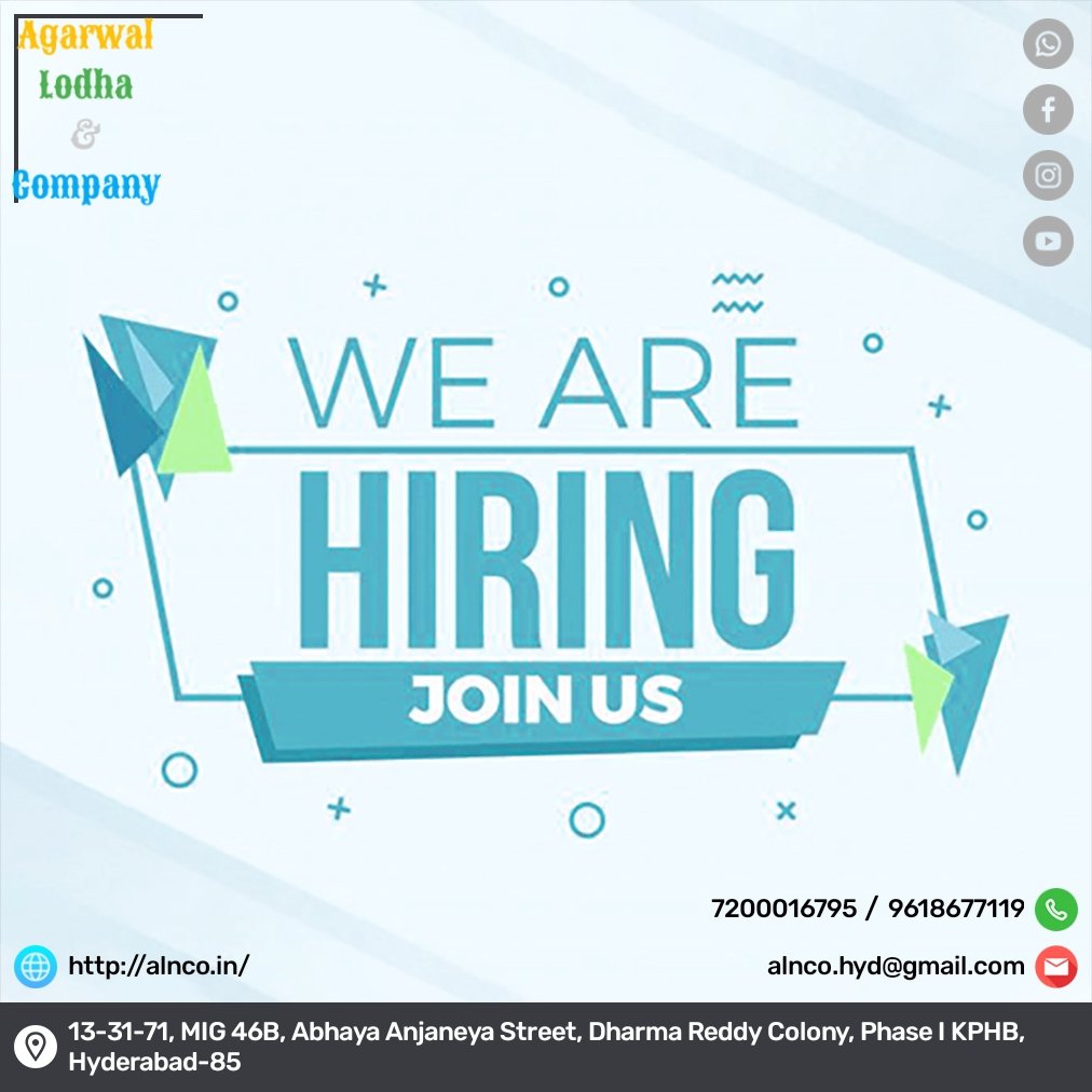 Manohar_1601's tweet photo. Required #caarticles for #Hyderabad location. #articleship interested candidates can mail resume to "alnco.hyd@gmail.com". Flexible timings, performance based stipend, adequate exam leave and support. @nandinisana1 https://t.co/JqYqiPqYpG