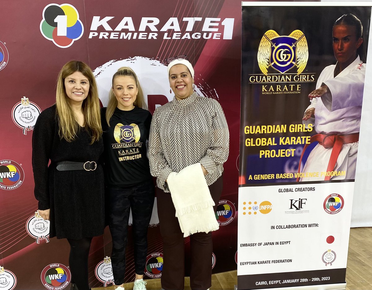 .@NiaLyte, President of @KIFGlobal is meeting with 🇪🇬 #GuardianGirls Karate Egypt’s instructor @AmyConnell_X, a two-time European Championships medallist, Commonwealth champion, and a specialist in women’s empowerment activities. @worldkarate_wkf @UNFPA @UnfpaEgypt @JAPANinEGYPT