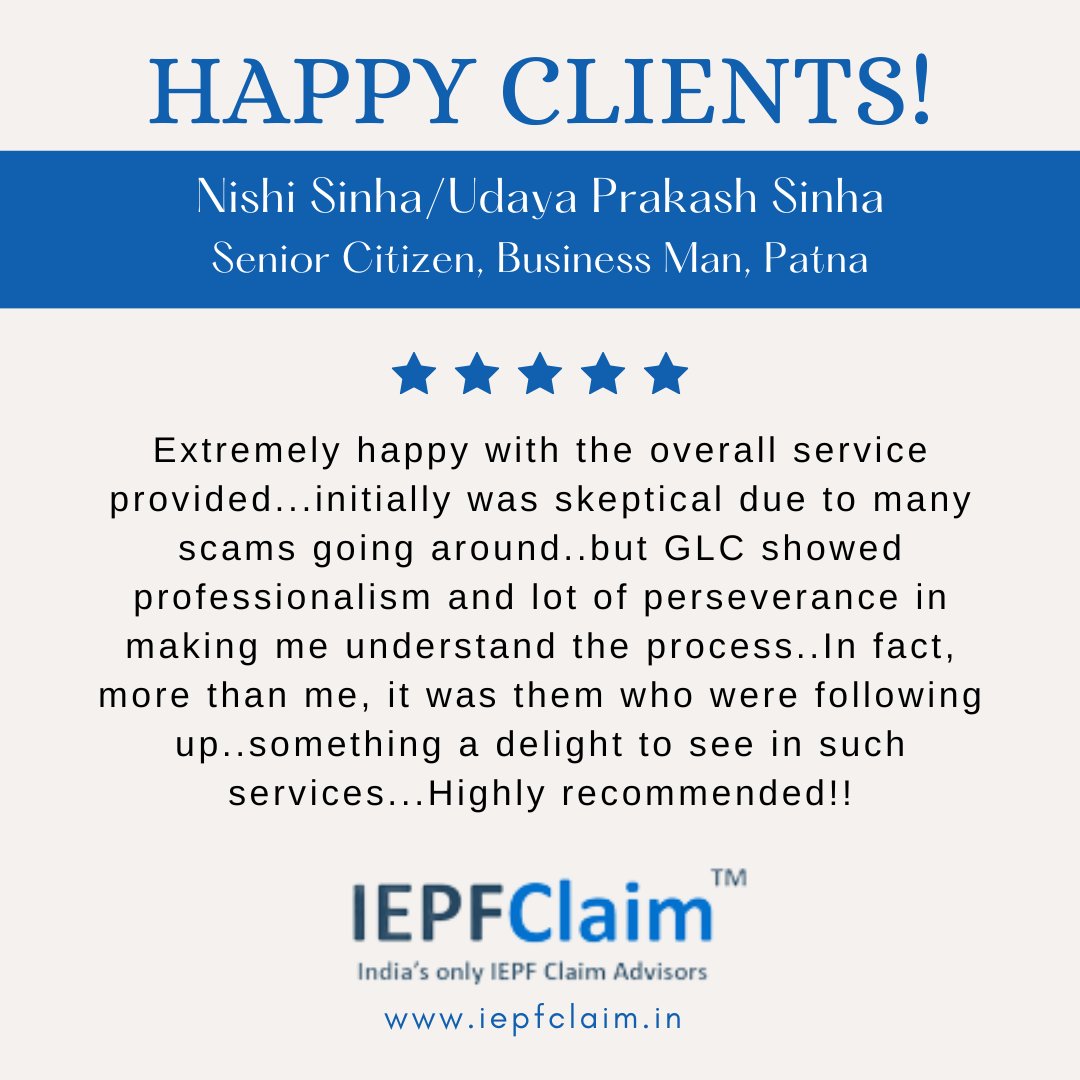 Iepf_Claim's tweet photo. Our Happy Customers Reviews"

#testimonials #clientsatisfaction #clientdiaries #clientreview #GoogleReviews #happyclients #customerfeedback #customerreview #IEPF #iepfclaim #iepfclaimexpert #physicalshare #lostshare #oldshares #unclaimedshares  #unclaimeddividend #seniorcitizen https://t.co/hHZJouyKmk