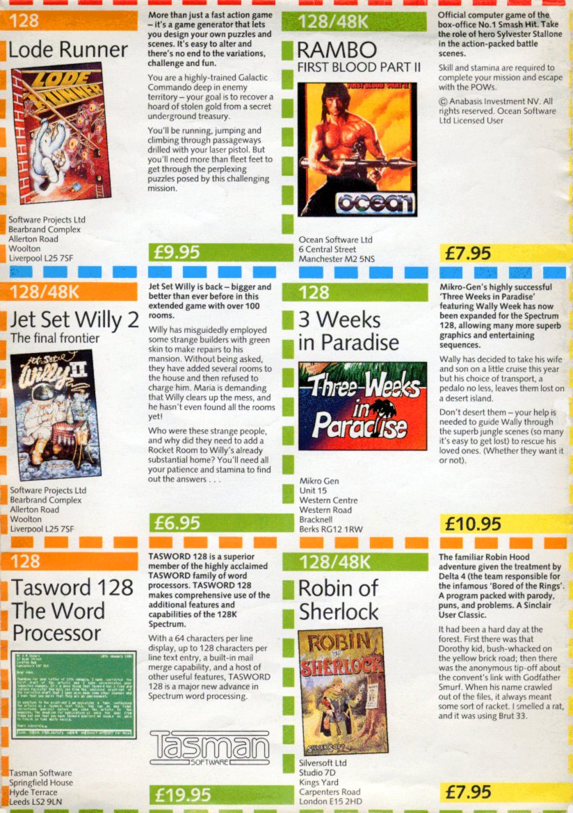 MarkRJones1970's tweet image. The software &amp;amp; peripheral catalogue from #SinclairResearch from 1986 for their new 128 #ZXSpectrum continued. #RetroGaming (4/4)