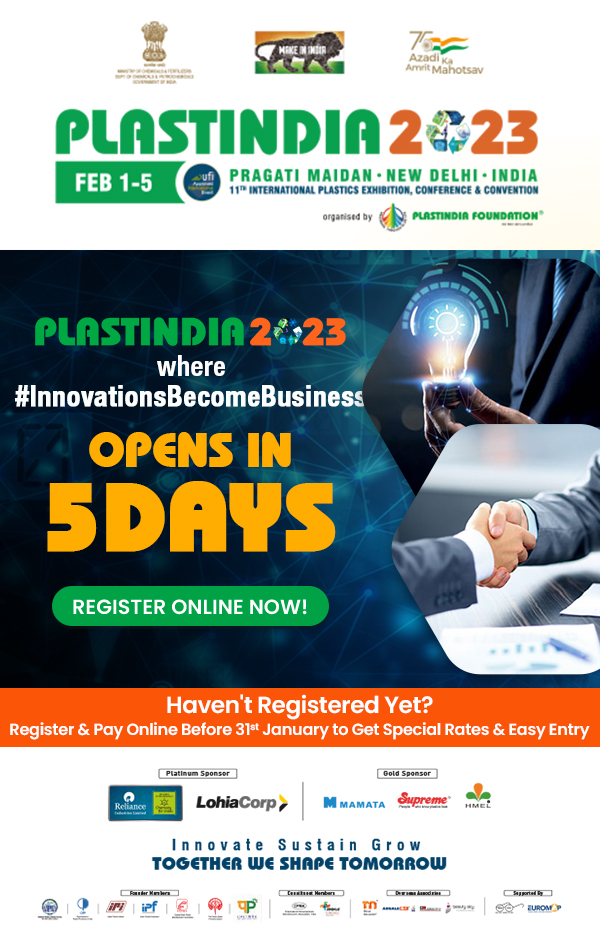 ModernPlasticsI's tweet photo. PLASTINDIA 2023 – “Explore Opportunities in the Plastic Industry” HAVE YOU REGISTERED?

Technology suppliers will showcase their latest technology and innovations for the plastic industry. Don't miss this opportunity to attend this trade fair and witness revolutionary innovat... https://t.co/ubLax8UO7w