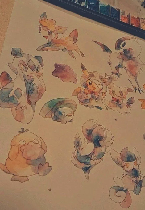 ずっと前に水彩で描いたポケモンを再掲。お気に入りです。 