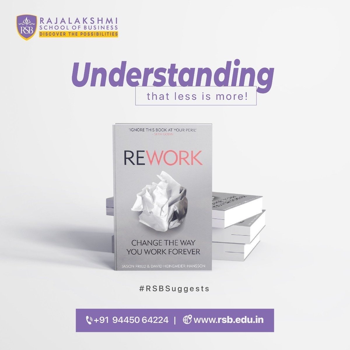 TT_JasonFried's tweet photo. @RajalakshmiOf: 'Many business books give you a framework for starting a business from the idea to launch. Rework by Jason Fried &amp; David Heinemeier Hansson cannot be counted.

#RSBSuggests #rajalakshmischoolofbusiness ' https://t.co/ggRF0STkan, see more https://t.co/NQKCo2Z7o2