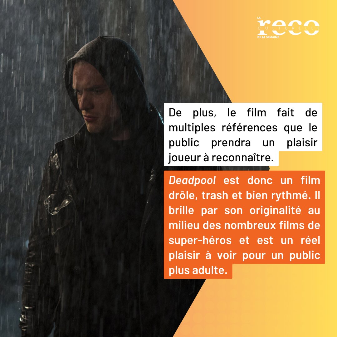 inst_ecrivains's tweet photo. 🎥 Envie d'un #film trash et déjanté à regarder ce weekend ? On vous propose aujourd'hui "#Deadpool" (2016) de Tim Miller ! 

Source et crédit photos : @allocine https://t.co/VCh2gTcwi1