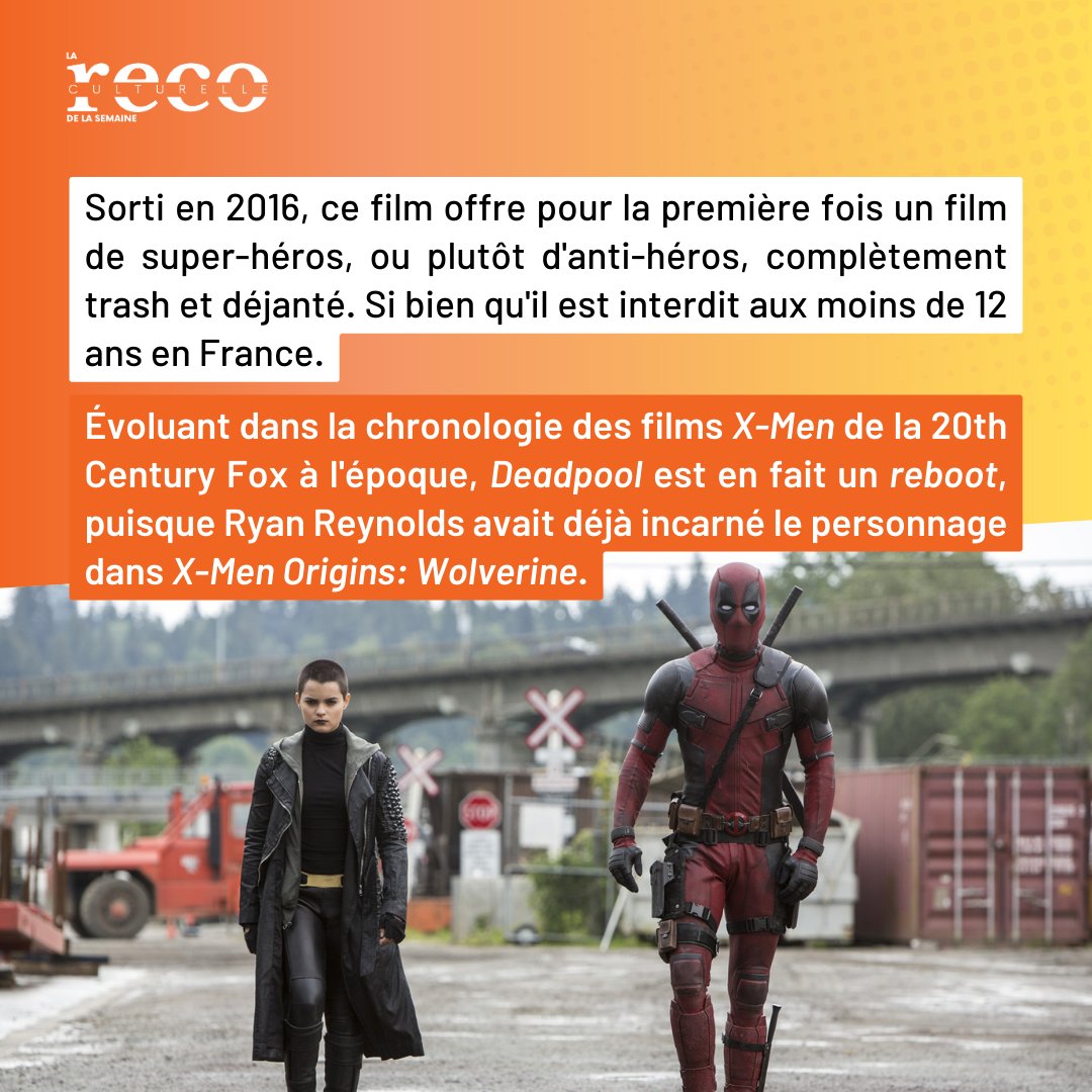 inst_ecrivains's tweet photo. 🎥 Envie d'un #film trash et déjanté à regarder ce weekend ? On vous propose aujourd'hui "#Deadpool" (2016) de Tim Miller ! 

Source et crédit photos : @allocine https://t.co/VCh2gTcwi1