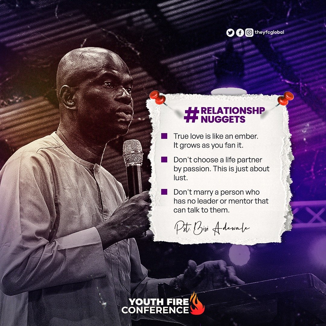 theYFCGLOBAL's tweet photo. "Check their character and habits before deciding to marry them." - @bisiadewale 

#fireinmybones #youthfireconference https://t.co/gxxJmjeuOM