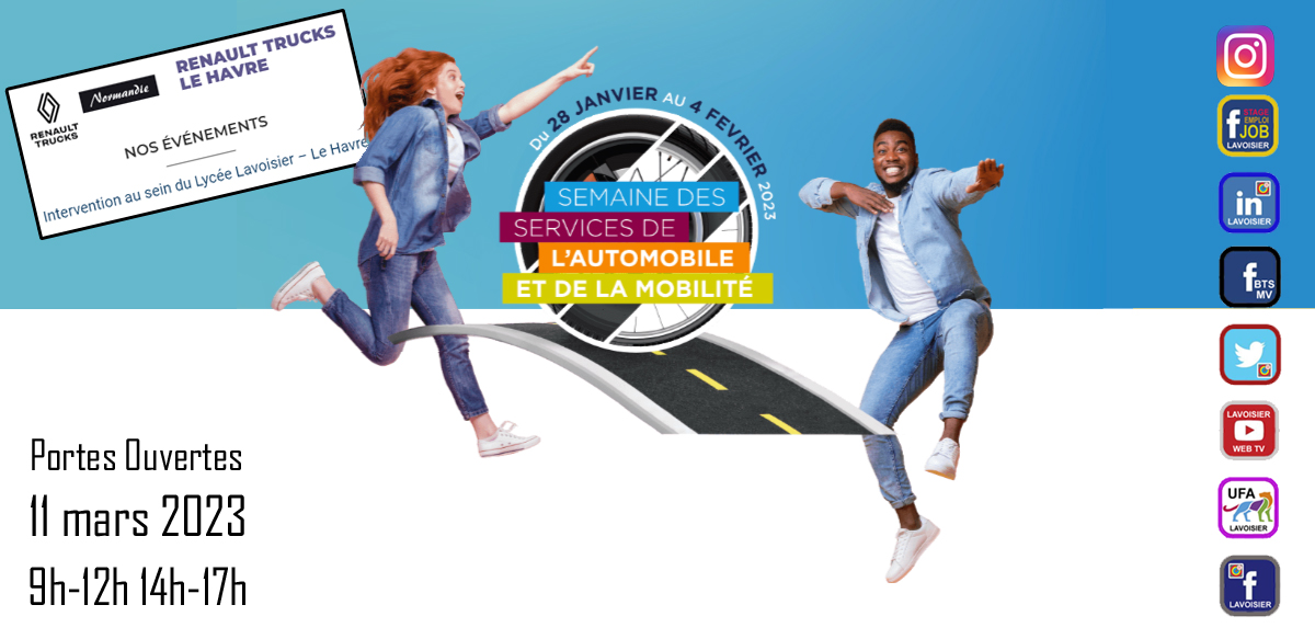 R0bertAndrew's tweet photo. Semaine des Services de l'Automobile et de la Mobilité du 28 janvier au 4 février 2023....A cette occasion Renault Trucks Normandie présentera les métiers de la maintenance poids lourds aux élèves et étudiant du lycée Lavoisier...
#maintenance #btsmv #bacpromv #lycéelavoisier https://t.co/L9lXsMn5kv