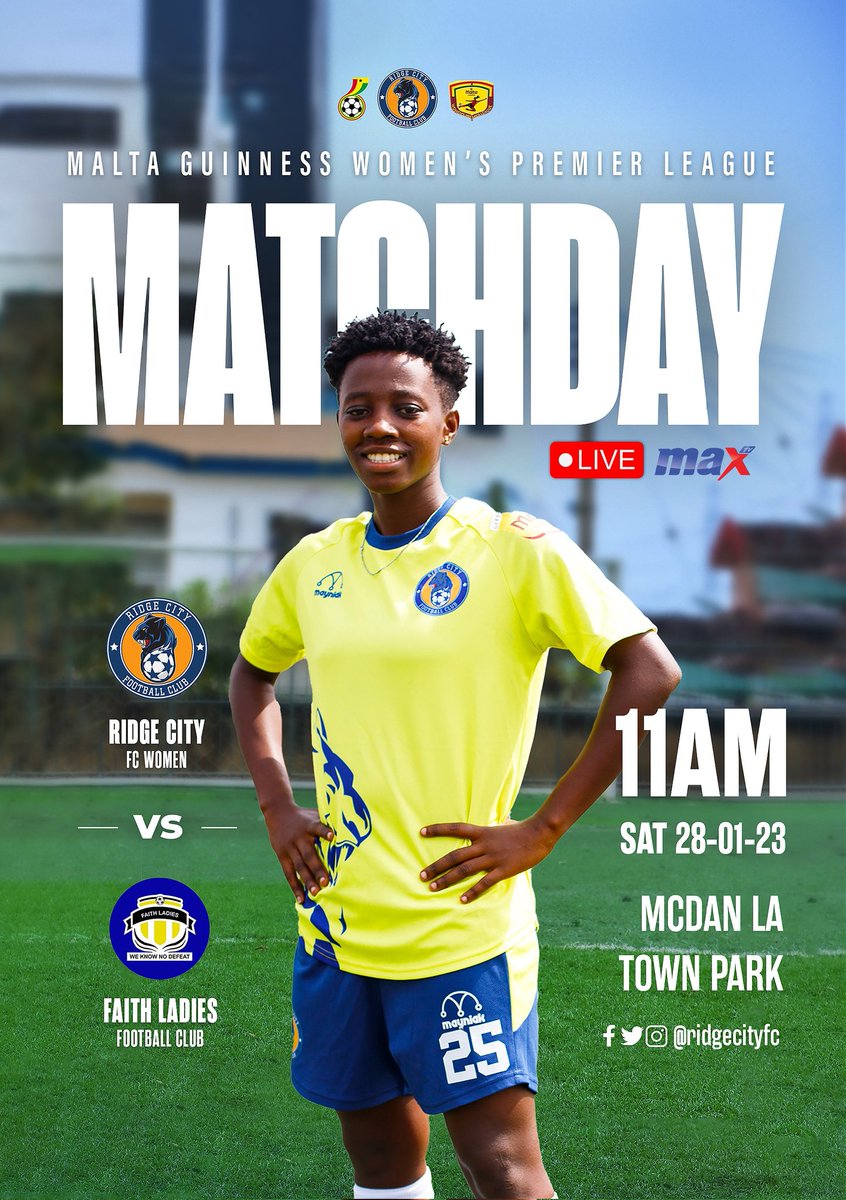 C_RealMC's tweet image. ⚽️ | 𝐌𝐀𝐓𝐂𝐇 𝐃𝐀𝐘 🤩

🆚 @FaithLadiesWFC 
🏟 McDan La Town Park 
⌚️ 11:00 AM GMT 
🏆 Malta Guiness Women’s Premier League
📺 LIVE ON @maxtvgh 

💛💙 #RCFCW #WeDontPlay 💪🏾#MaltaGuinnessWPL #BornToShine ✨🇬🇭
