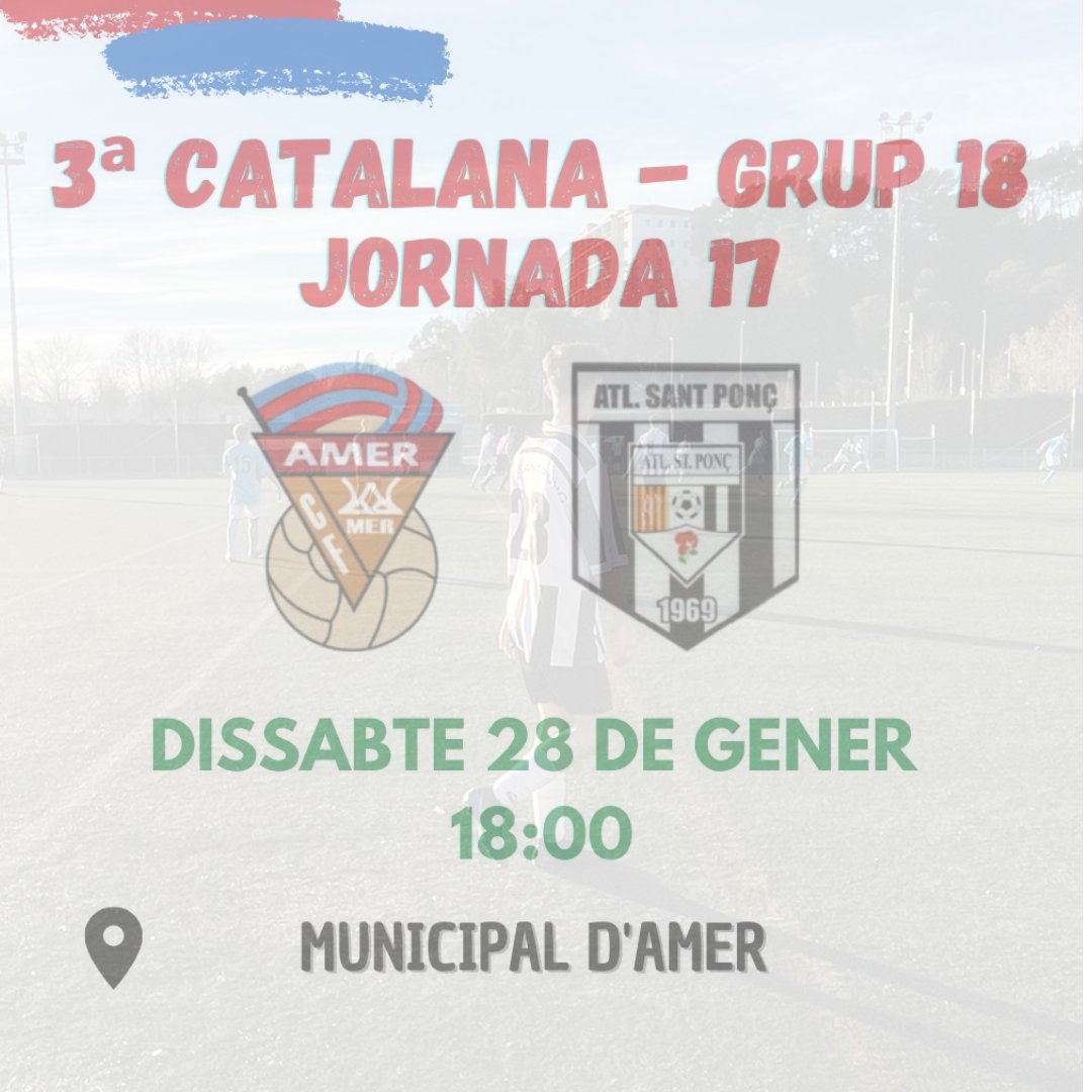 Match Day! 

📆 Jornada 17
🏟️ Municipal d'Amer
⏰ 18:00
🆚 <a href="/AMERCF/">Amer CF 🎗❤️💙</a> 

🖤🤍