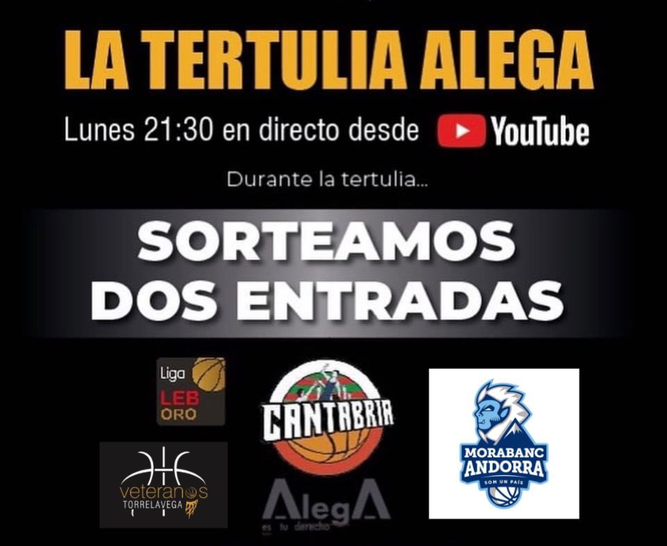 VeteranosTorre's tweet photo. Comenta esta publicación y gana dos entradas para el partido @GrupoAlegaCBT - @morabancandorra del miércoles 1 a las 20:45 en el Trueba.

https://t.co/vYKaZgnAym

#veteranos #baloncesto #Torrelavega #cantabria #leboro #fuerteseneltrueba https://t.co/WLtwPMr9pw