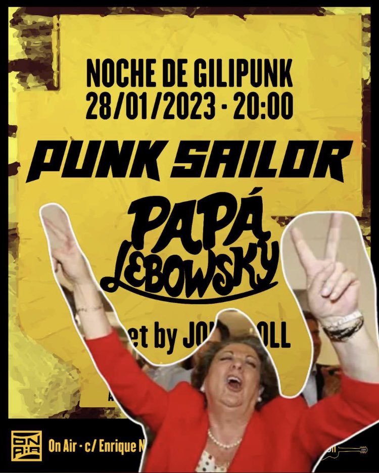 #Valencia!!! Allá vamos!!! Noche de GiliPunk <a href="/PapaLebowsky/">Papá Lebowsky</a> y <a href="/punk_sailor/">SailorPunk</a> en la On Air!!!