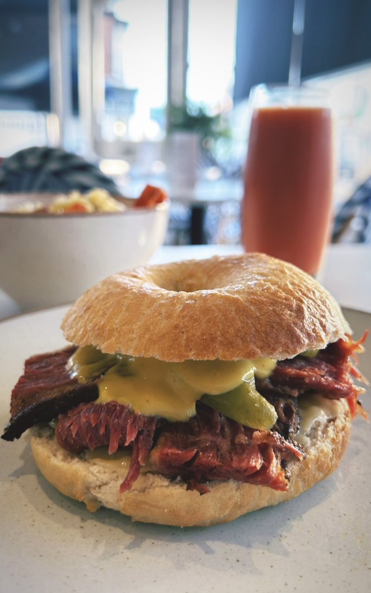 Have you tried our Pastrami Bagel yet? Honestly, it’s soooo good 😋 
Open everyday 10am-4pm 😄 #southport