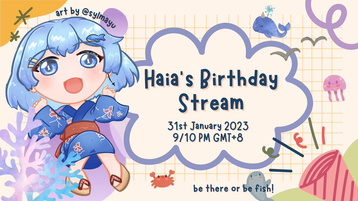 kujira_haia's tweet photo. I don't remember how I do this but since my birthday is coming soon let's celebrate it together!!!

As usual, feel free to leave some messages/pictures or anything in here!!! 

🔽🔽🔽
https://t.co/qYhkPe1cyo

(Art by #sylmayu) https://t.co/X1ltmcxoJ6