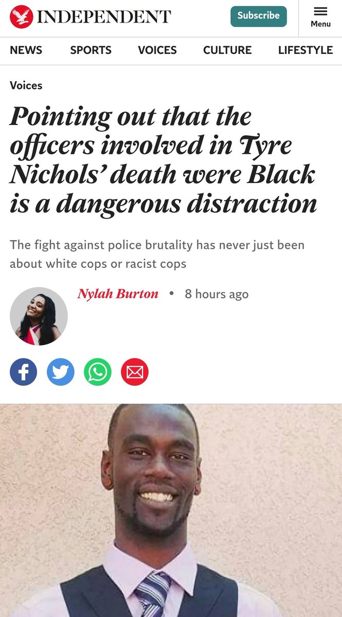 When white police killed George Floyd we were told their race was crucial. Now black police have killed black Tyre Nichols their race is a 'distraction'. Had we spent the last 3yrs addressing the real issue, police brutality, & not pulling down statues, Tyre might be alive today.