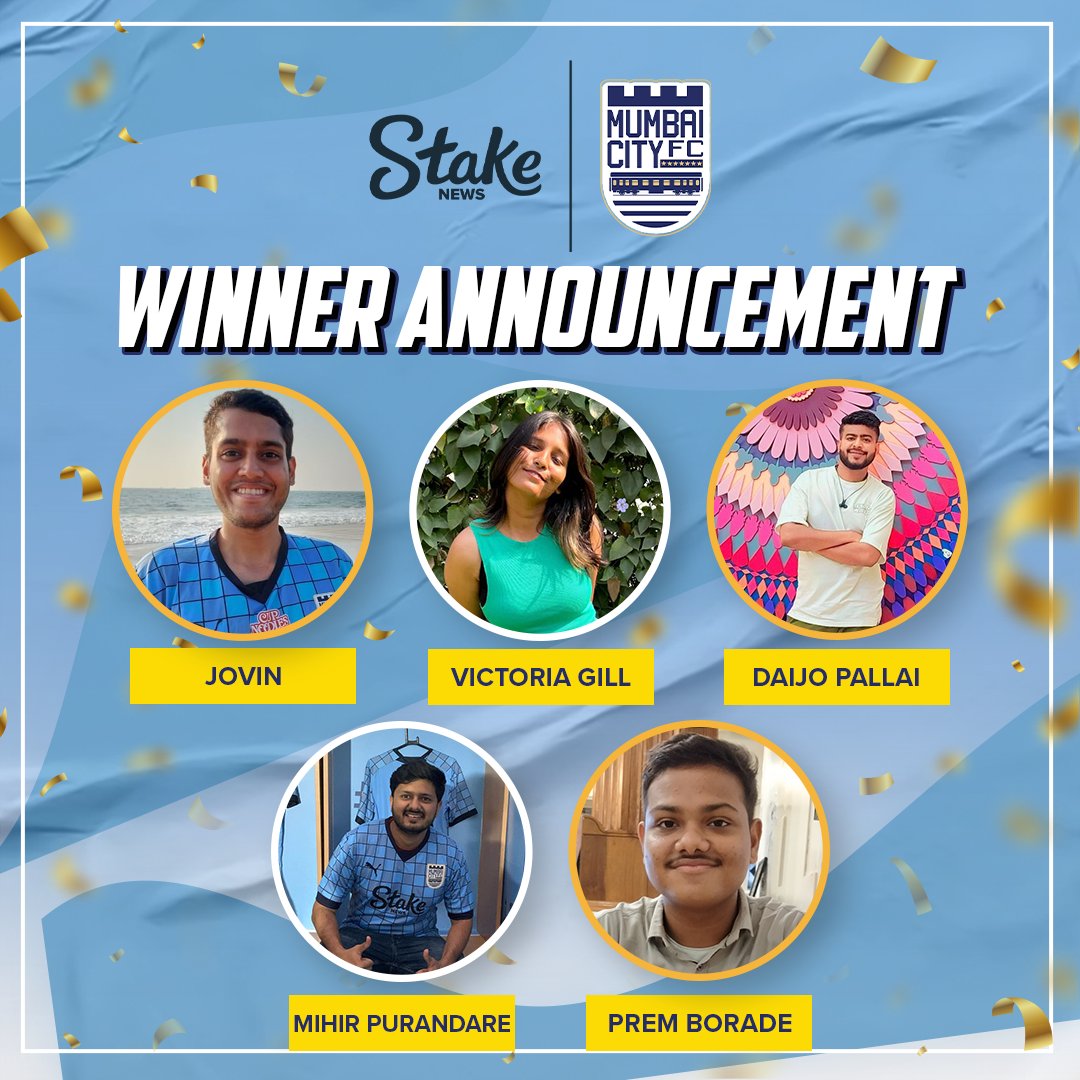 stakenewsindia's tweet photo. ❗𝙒𝙞𝙣𝙣𝙚𝙧 𝘼𝙣𝙣𝙤𝙪𝙣𝙘𝙚𝙢𝙚𝙣𝙩❗

Congratulations to the winners of the Stake News x @MumbaiCityFC  E-Meet &amp; Greet contest with Greg Stewart  &amp; Lallianzuala Chhangte 🥳

You will be contacted through DMs for further communication 📲

#MCFC #MCFCxStakeNews #Contest #ISL https://t.co/QEIccilosI