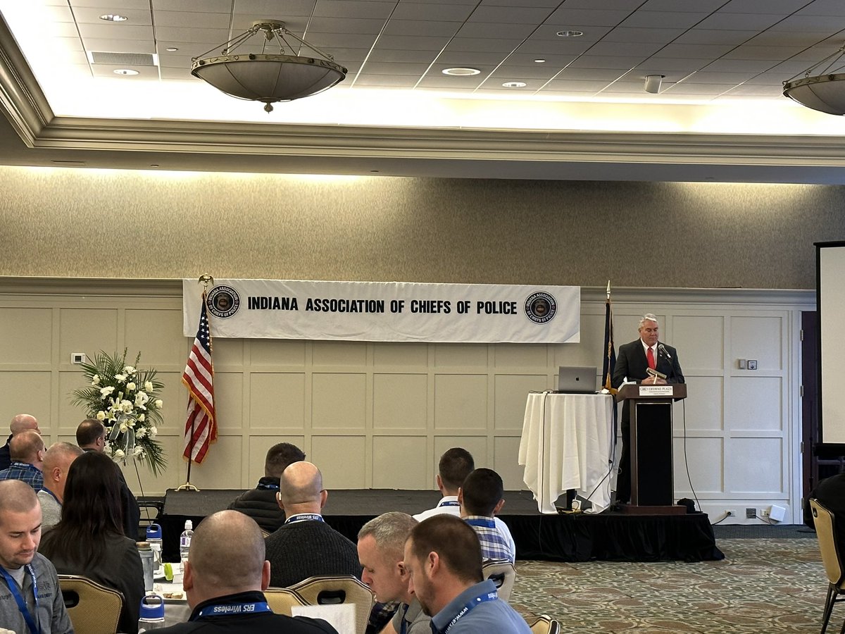 MSG_Indy's tweet photo. We also would like to thank @DodenForIndiana and @senandyzay for providing updates to the membership. And @LGSuzanneCrouch for stopping by the Trade Show. 

It was great to see so many familiar faces in the audience of nearly 200 Police Chiefs from around the State. 

2/2 https://t.co/BaX62At6L5