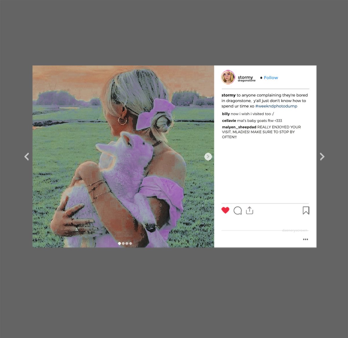 JELZASMA's tweet photo. ᅠᅠᅠᅠ˗ˋ 📸: 𝗗𝗔𝗘𝗡𝗘𝗥𝗬𝗦 𝗧𝗔𝗥𝗚𝗔𝗥𝗬𝗘𝗡✓
         𓂃  posted on 𝘪͟𝘯͟𝘴͟𝘵͟𝘢͟𝘨͟𝘳͟𝘢͟𝘮  .ᐟ  ⁰² ᵐᶤᶰᵘᵗᵉˢ ᵃᵍᵒ   

@𝐬𝐭𝐨𝐫𝐦𝐲: to anyone complaining you're bored in dragonstone,  y'all just don't know how to spend your time xo #weekendphotodump https://t.co/0RYXLhsZuM