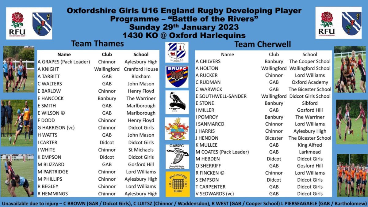 It's the battle of the rivers tomorrow for the U16 girls in the ERDPP <a href="/OxfordQuins/">Oxford Quins</a> . County twitter will remain neutral but are you #TeamThames or #TeamCherwell? Should be a great afternoon.