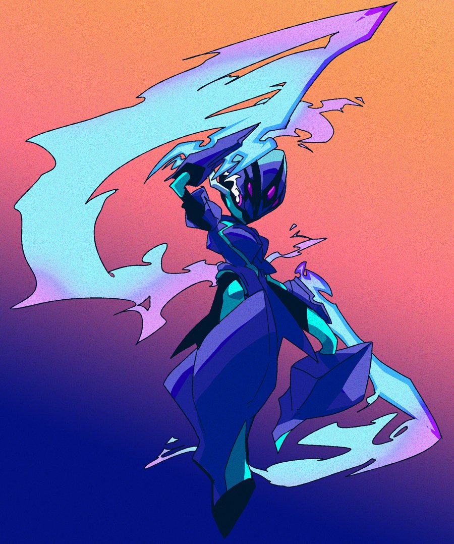 solo fire pokemon (creature) gradient background gradient weapon blue fire  illustration images