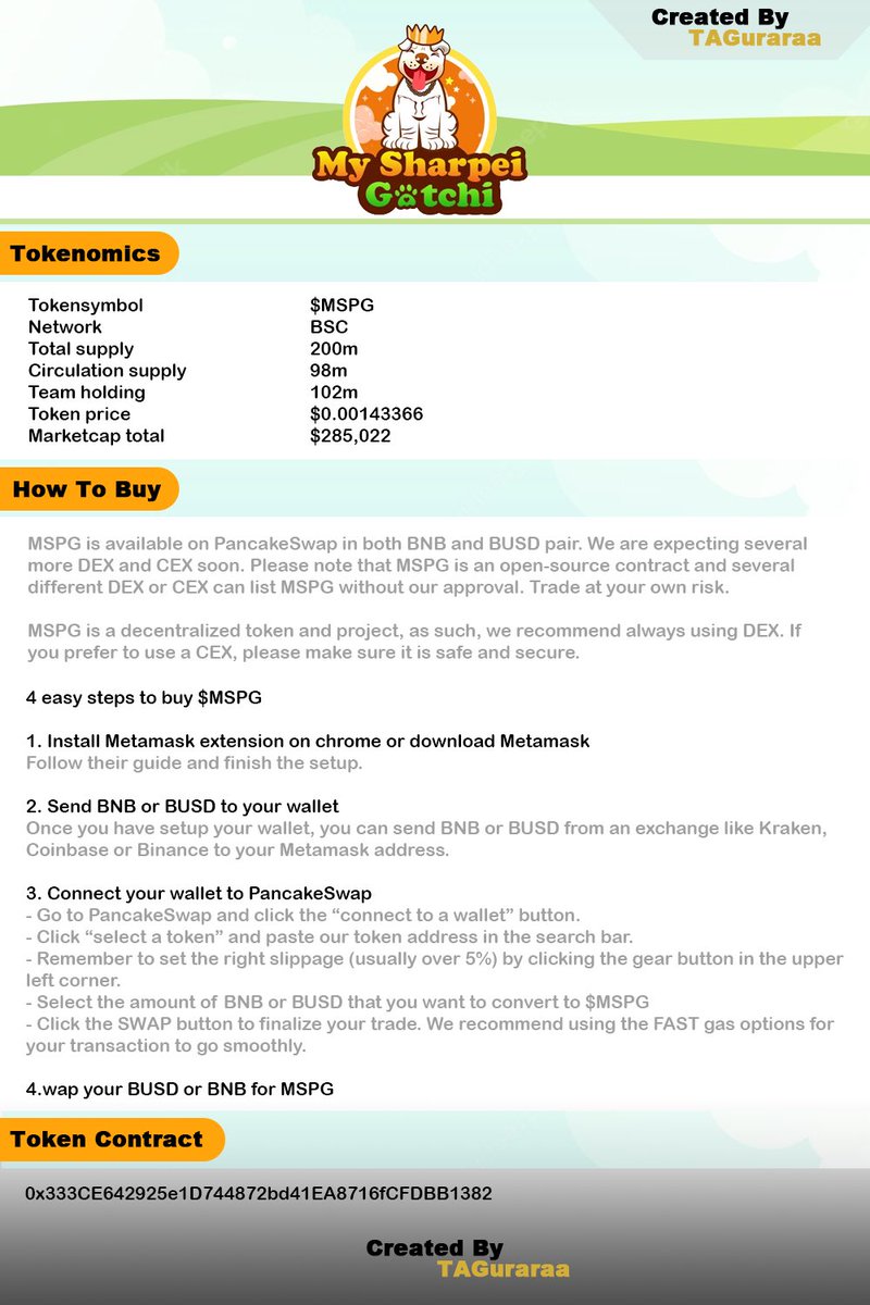 Hereby the promotion flyers for <a href="/shartoken/">SharPei 🐶 | for the Crypto Community & Culture</a>. I must say 'a really great project'. View the flyers for more information. And don't forget to like and share the flyers to raise awareness and helps to extend the reach to new partners and investors 🦾 $MSPG #BNB  $DOGE