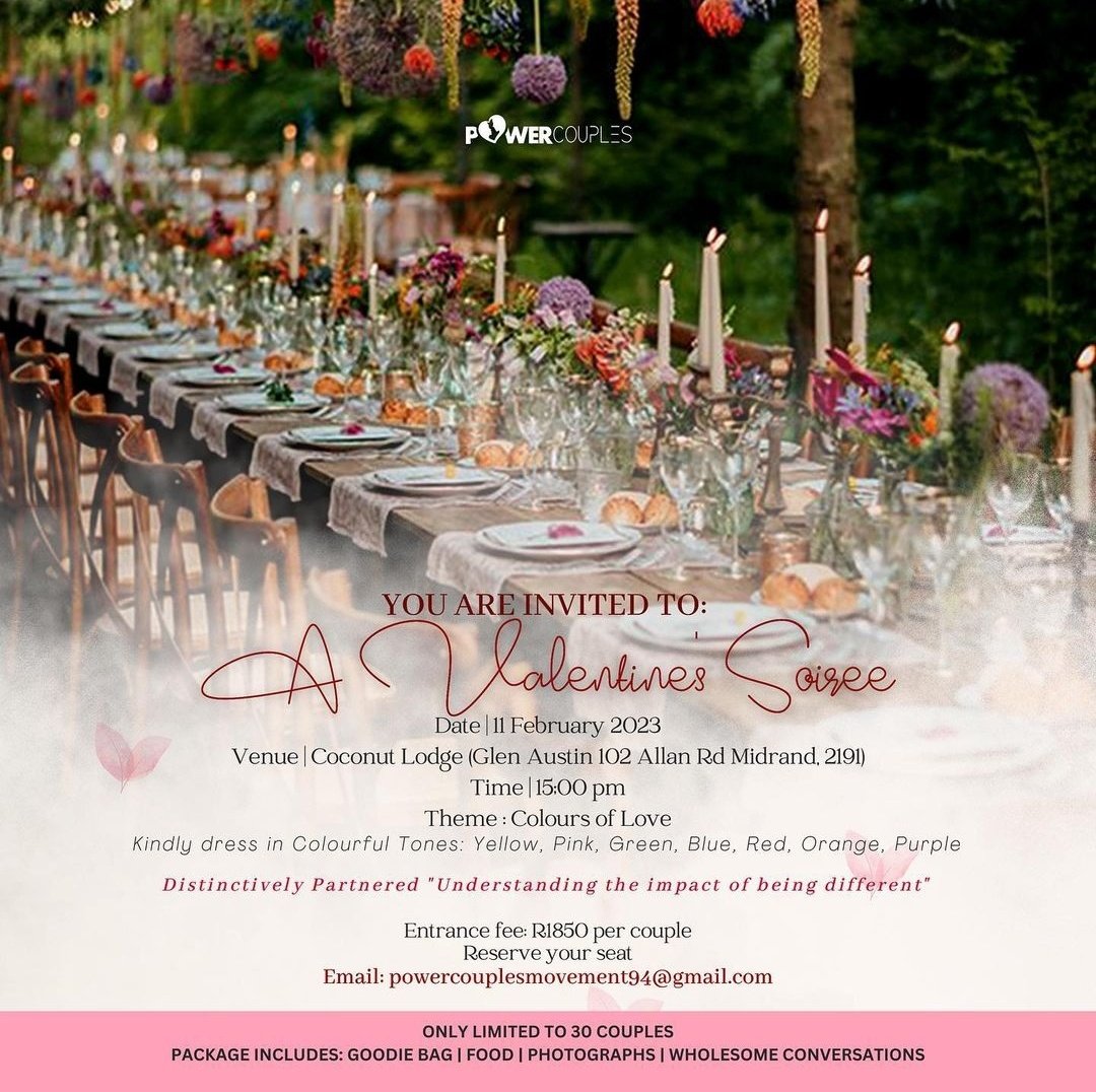 jeanclaude__k's tweet photo. I would like to take this opportunity to invite you to the @PowercouplesM movement second annual Valentine's Soirée, happening on the 11th of Feb 2023.

This event will be limited to 30 couples, so book your seat asap!

See you there 😁 https://t.co/kc0DckyrCn